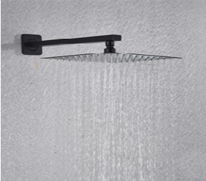 SaniSupreme Ensemble de douche de plafond Manhattan Premium de Luxe LCD 12 pouces douche à effet de pluie carré 2 voies noir intégré