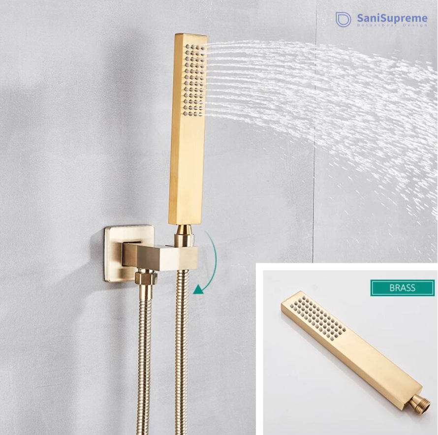 SaniSupreme® Shower set Vienna 10 inch rain shower square 2-way gold brushed