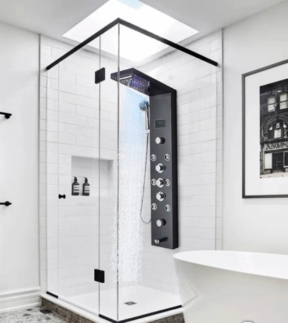 Tweedekans! Douchepaneel Opbouwdouche SaniSupreme® Sardinia LCD Premium mat zwart Sanisupreme
