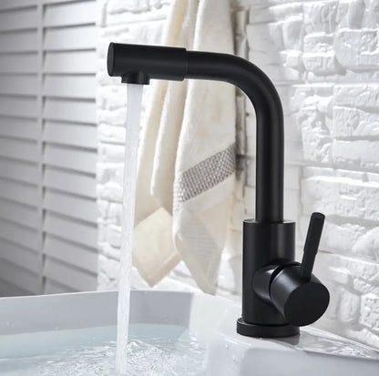 TWEEDEKANS SaniSupreme Wastafel designkraan Nordica met draaibare kop|opbouw|gebogen mengkraan| kompleet | mat zwart TK1 Sanisupreme