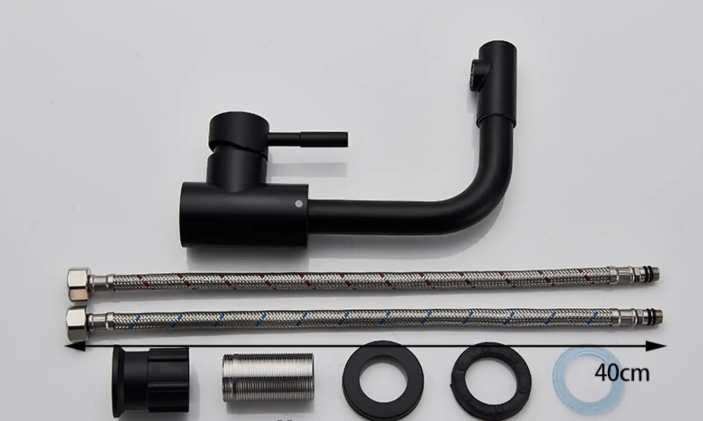 TWEEDEKANS SaniSupreme Wastafel designkraan Nordica met draaibare kop|opbouw|gebogen mengkraan| kompleet | mat zwart TK1 Sanisupreme