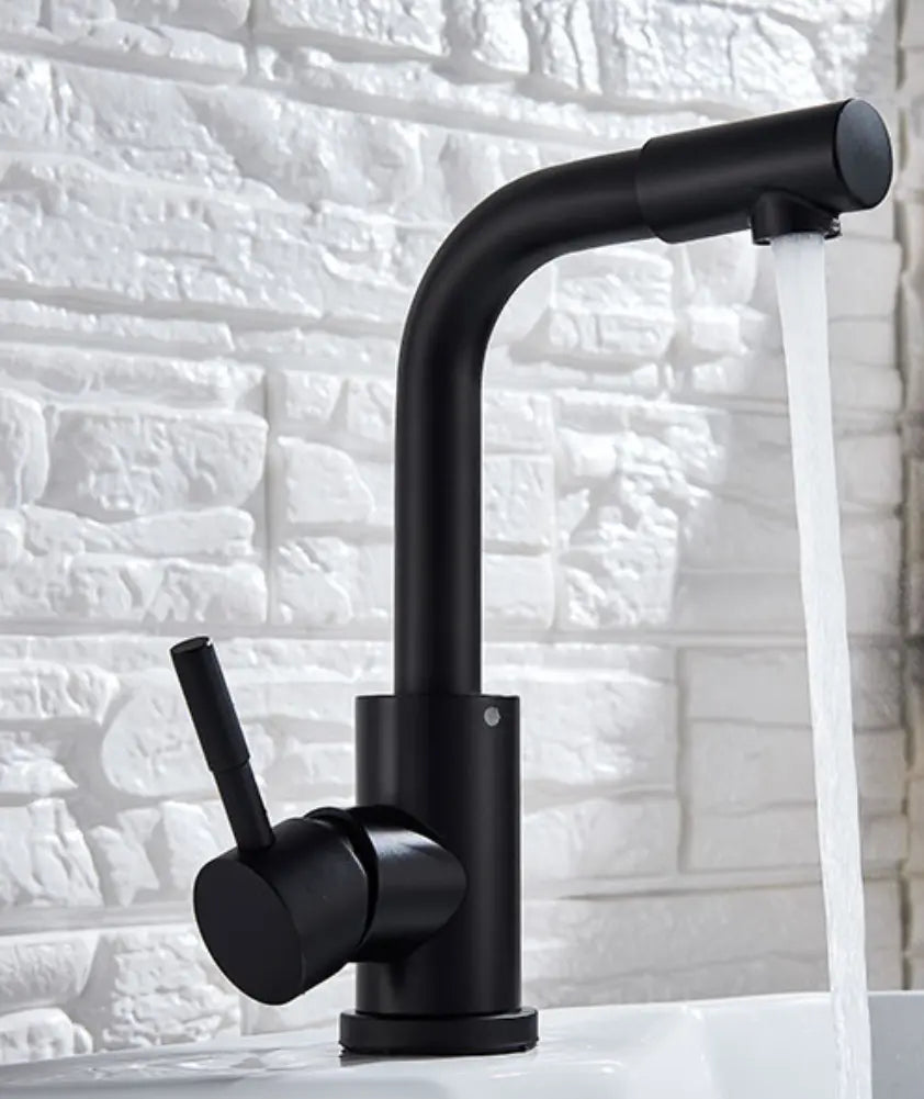 TWEEDEKANS SaniSupreme Wastafel designkraan Nordica met draaibare kop|opbouw|gebogen mengkraan| kompleet | mat zwart TK1 Sanisupreme