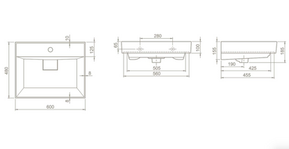 SaniSupreme® Aloni Keramische wastafel hoog model wit (combinatie Sharp onderkast) 80 cm.