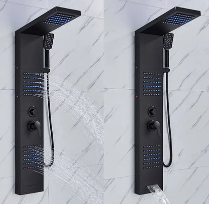 ACTIE Douchepaneel Regendouche SaniSupreme® Capri mat zwart met LED verlichting