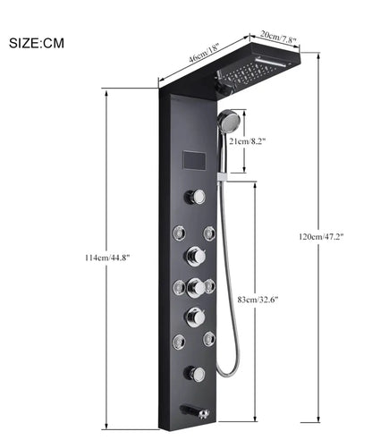 AKTIE Douchepaneel Opbouwdouche SaniSupreme® Sardinia LCD Premium mat zwart