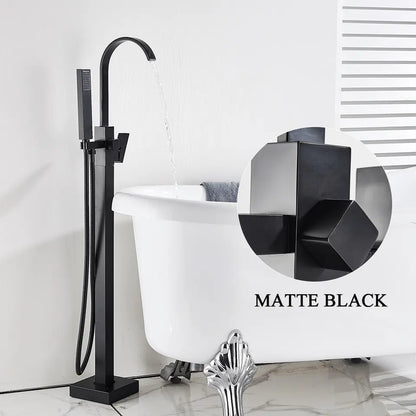 AKTIE SaniSupreme Badkraan Florence vrijstaand model met handdouche mat zwart