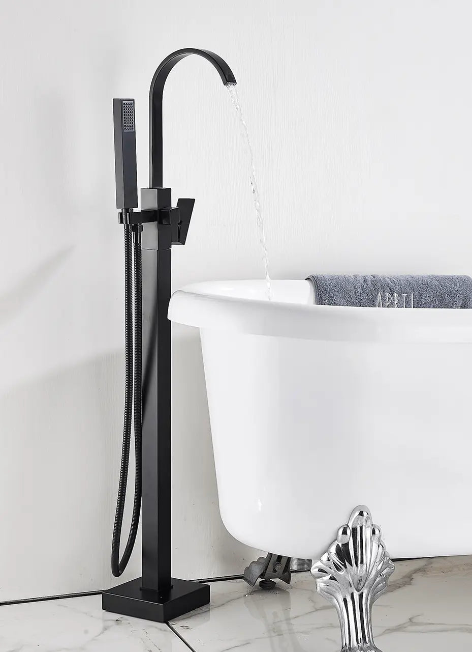 AKTIE SaniSupreme Badkraan Florence vrijstaand model met handdouche mat zwart