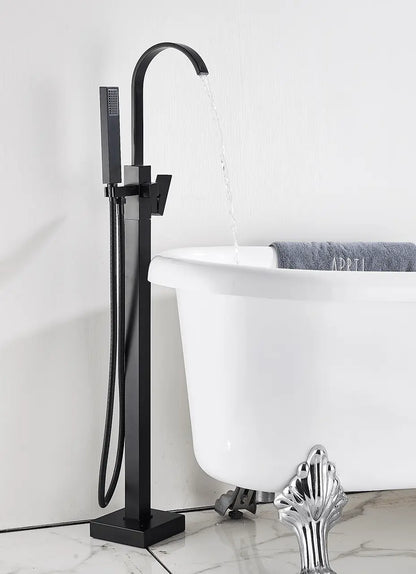 AKTIE SaniSupreme Badkraan Florence vrijstaand model met handdouche mat zwart