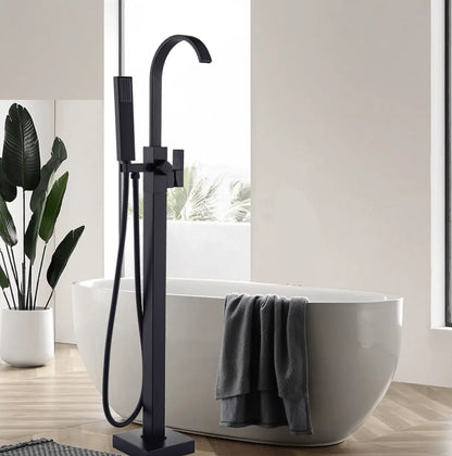 AKTIE SaniSupreme Badkraan Florence vrijstaand model met handdouche mat zwart