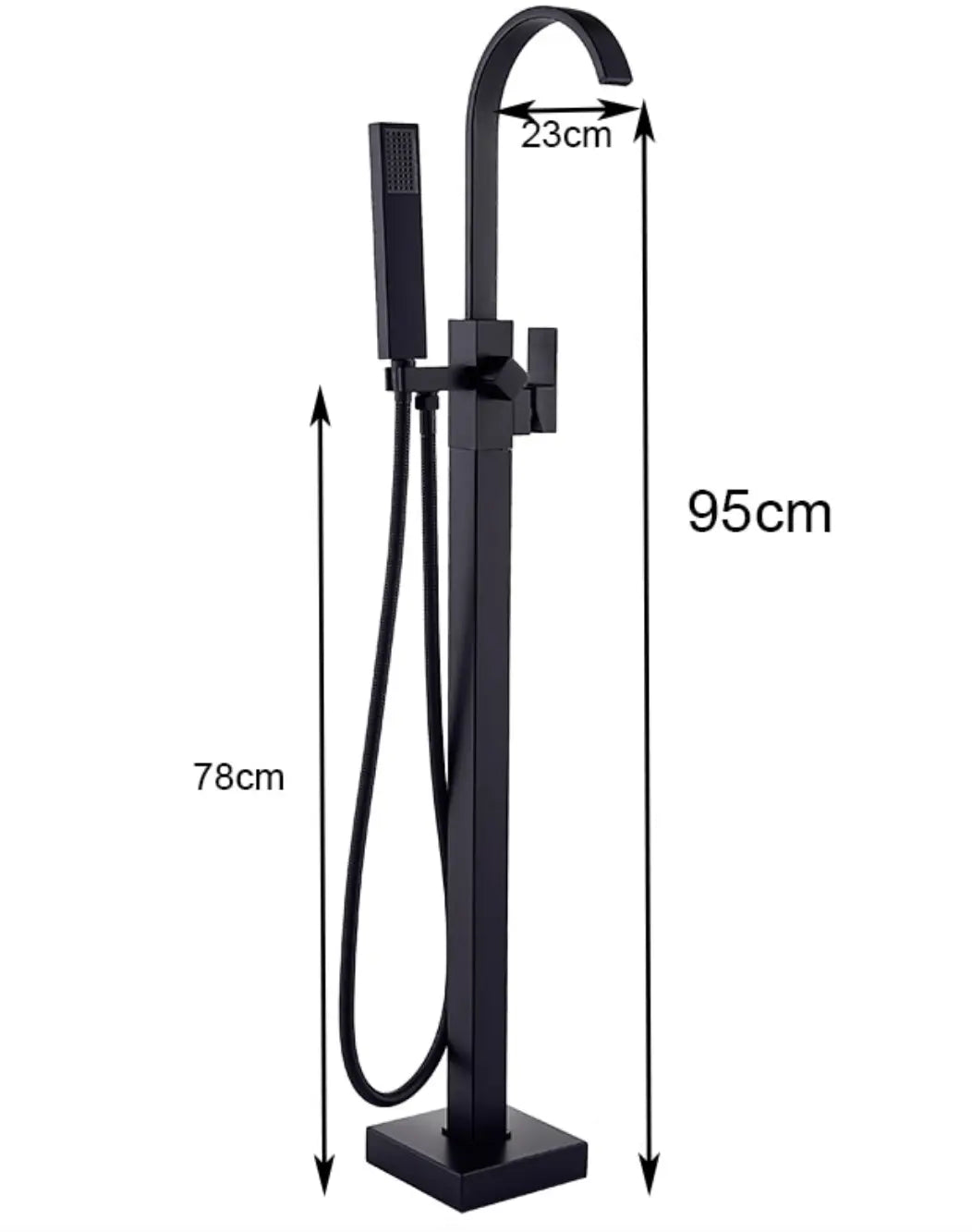 AKTIE SaniSupreme Badkraan Florence vrijstaand model met handdouche mat zwart