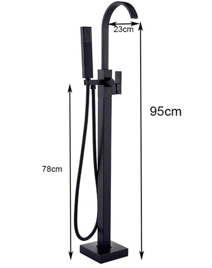 AKTIE SaniSupreme Badkraan Florence vrijstaand model met handdouche mat zwart