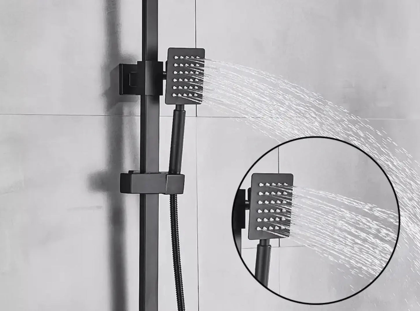 AKTIE SaniSupreme Milaan opbouw bad doucheset met baduitloop 25 cm. regendouche mat zwart vierkant