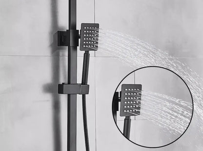 AKTIE SaniSupreme Milaan opbouw bad doucheset met baduitloop 25 cm. regendouche mat zwart vierkant