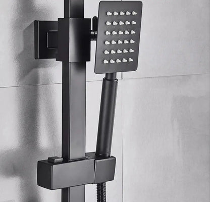 AKTIE SaniSupreme Milaan opbouw bad doucheset met baduitloop 25 cm. regendouche mat zwart vierkant