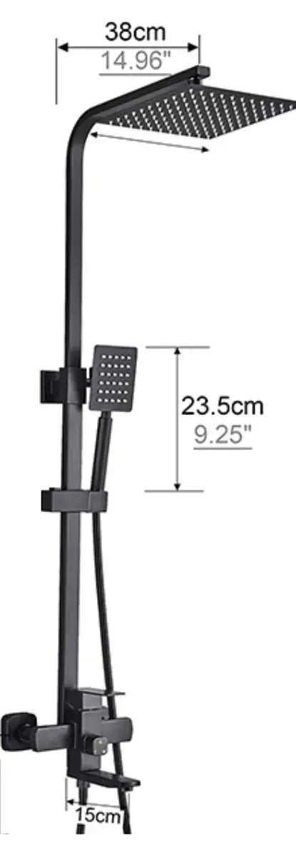 AKTIE SaniSupreme Milaan opbouw bad doucheset met baduitloop 25 cm. regendouche mat zwart vierkant