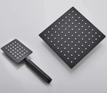 AKTIE SaniSupreme Milaan opbouw bad doucheset met baduitloop 25 cm. regendouche mat zwart vierkant