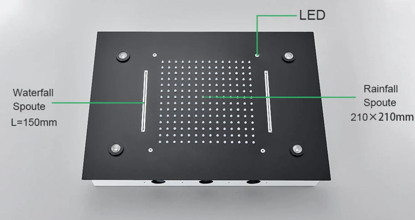 AKTIE SaniSupreme® SmartPulse Plafond LED Remote Regendouche Inbouw La Paz 50 x 36 cm zwart