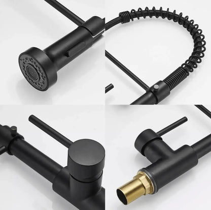 Creavit Aloni thermostatische keukenkraan met Sproeikop mat zwart