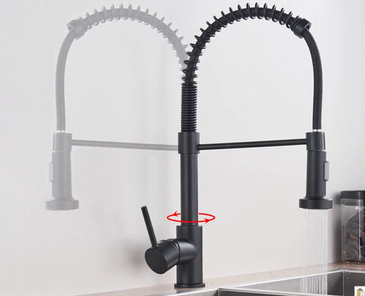 Creavit Aloni thermostatische keukenkraan met Sproeikop mat zwart