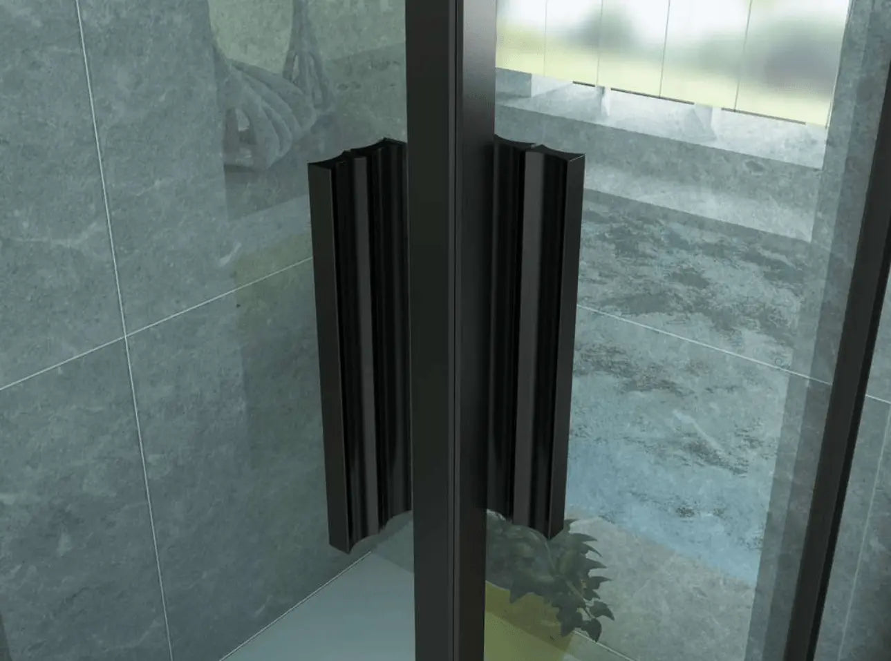 Douchecabine SaniSupreme® Creavit Aloni 80 x 80 x 195 cm helder/ matzwart schuifdeur