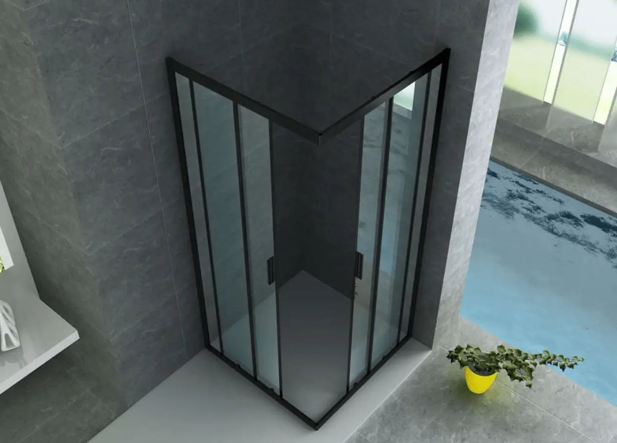 Douchecabine SaniSupreme® Creavit Aloni 80 x 80 x 195 cm helder/ matzwart schuifdeur