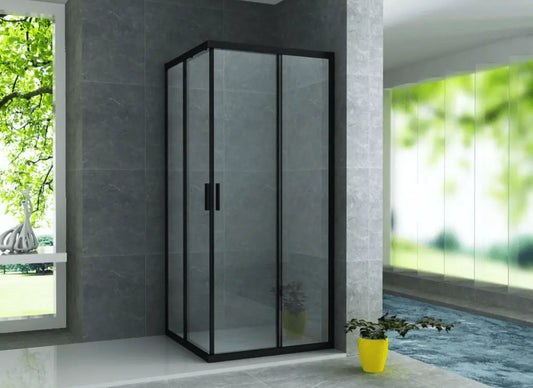 Douchecabine SaniSupreme® Creavit Aloni 80 x 80 x 195 cm helder/ matzwart schuifdeur