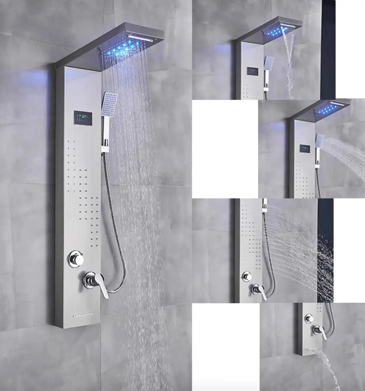 Douchepaneel Opbouwdouche SaniSupreme® Barcelona LCD mat zwart