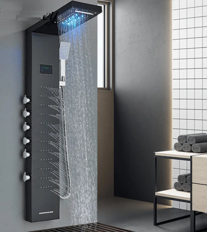 Douchepaneel Opbouwdouche SaniSupreme® Como LCD Premium mat zwart