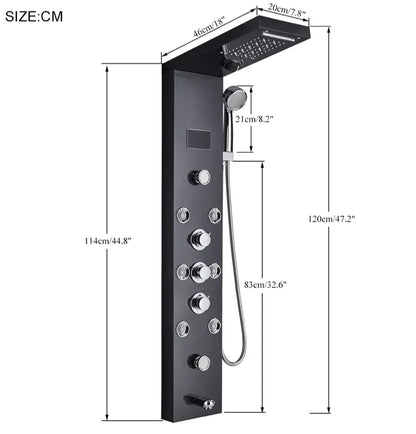 Douchepaneel Opbouwdouche SaniSupreme® Napoli LCD Premium mat zwart