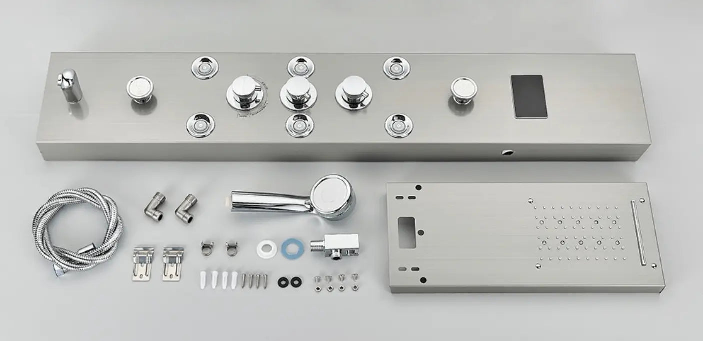 Douchepaneel Opbouwdouche SaniSupreme® Napoli LCD Premium Zilver RVS brushed