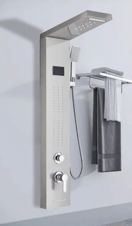 Douchepaneel Opbouwdouche SaniSupreme® Napoli LCD Premium Zilver RVS brushed