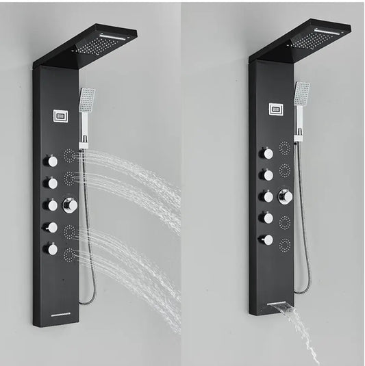 Douchepaneel Opbouwdouche SaniSupreme® Sardegna LCD Premium mat zwart