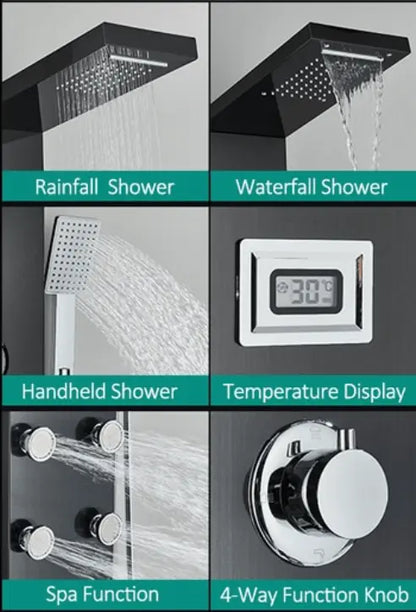 Douchepaneel Opbouwdouche SaniSupreme® Sardegna LCD Premium mat zwart