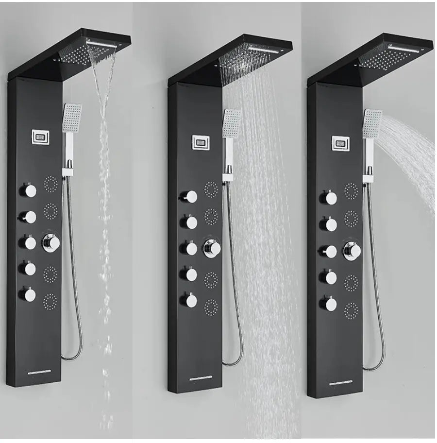 Douchepaneel Opbouwdouche SaniSupreme® Sardegna LCD Premium mat zwart