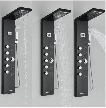 Douchepaneel Opbouwdouche SaniSupreme® Sardegna LCD Premium mat zwart