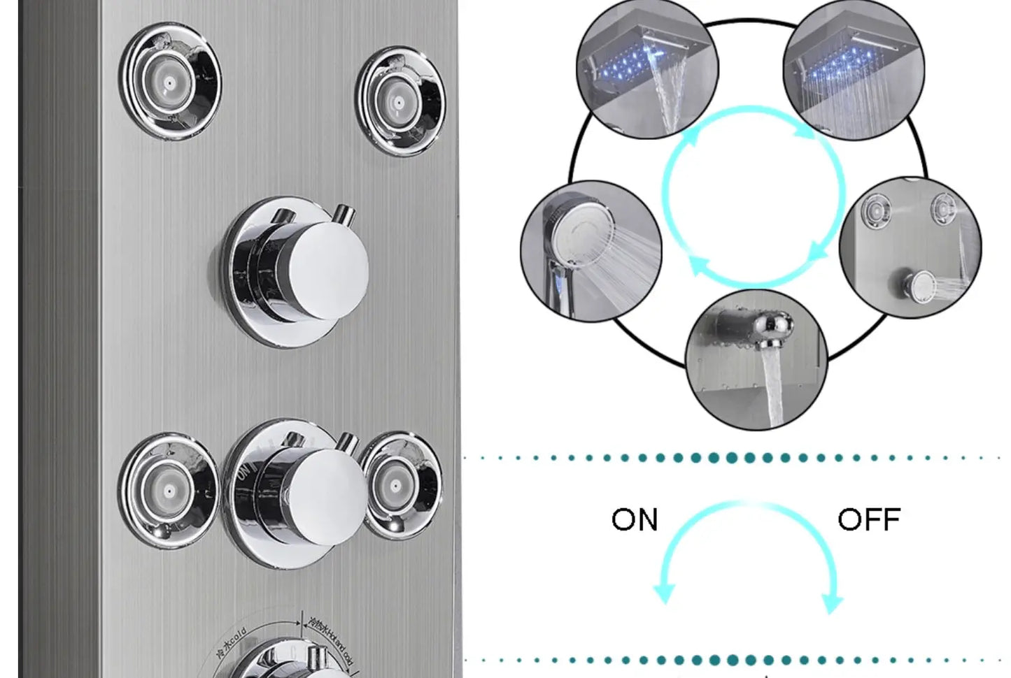 Douchepaneel Opbouwdouche SaniSupreme Sardinia LCD Premium zilver brushed