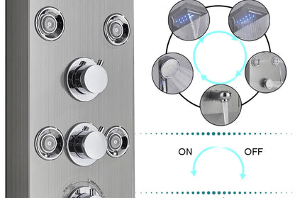 Douchepaneel Opbouwdouche SaniSupreme Sardinia LCD Premium zilver brushed
