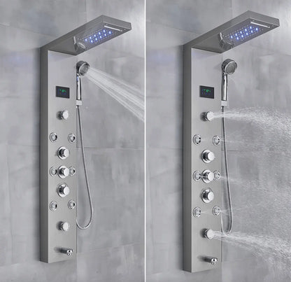 Douchepaneel Opbouwdouche SaniSupreme Sardinia LCD Premium zilver brushed