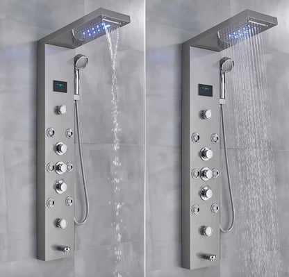 Douchepaneel Opbouwdouche SaniSupreme Sardinia LCD Premium zilver brushed