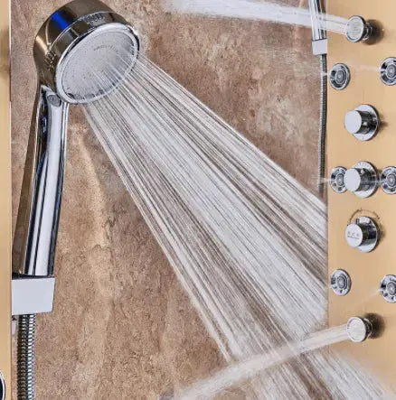 Douchepaneel Opbouwdouche SaniSupreme® Sicilie LCD Goud brushed