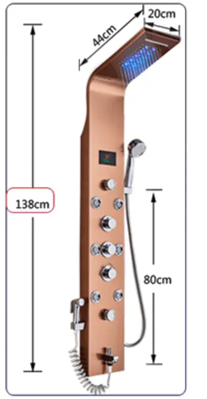 Douchepaneel Opbouwdouche SaniSupreme® Sicilie LCD Goud brushed
