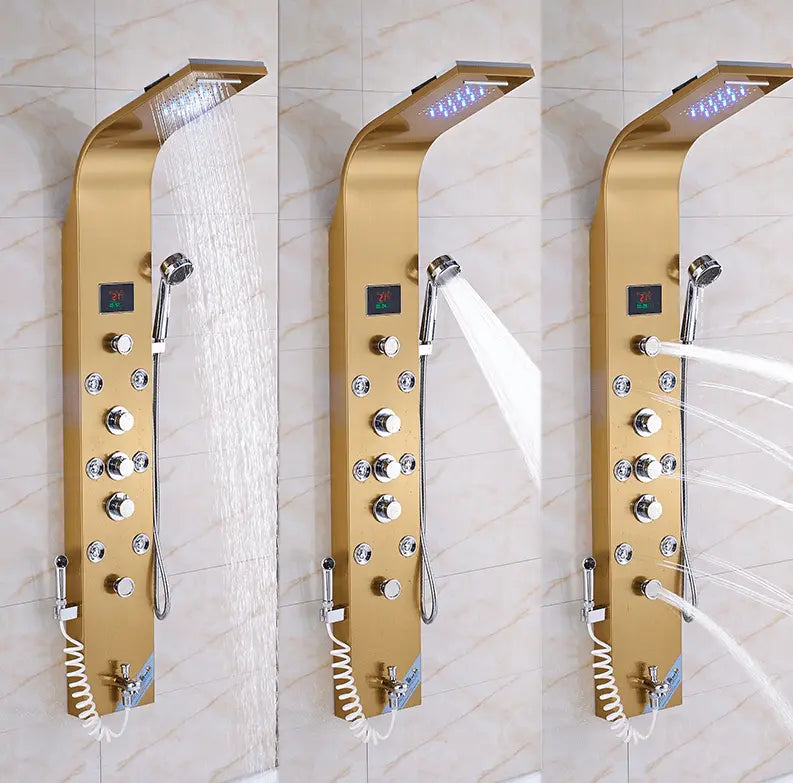 Douchepaneel Opbouwdouche SaniSupreme® Sicilie LCD Goud brushed