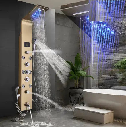 Douchepaneel Opbouwdouche SaniSupreme® Sicilie LCD Goud brushed