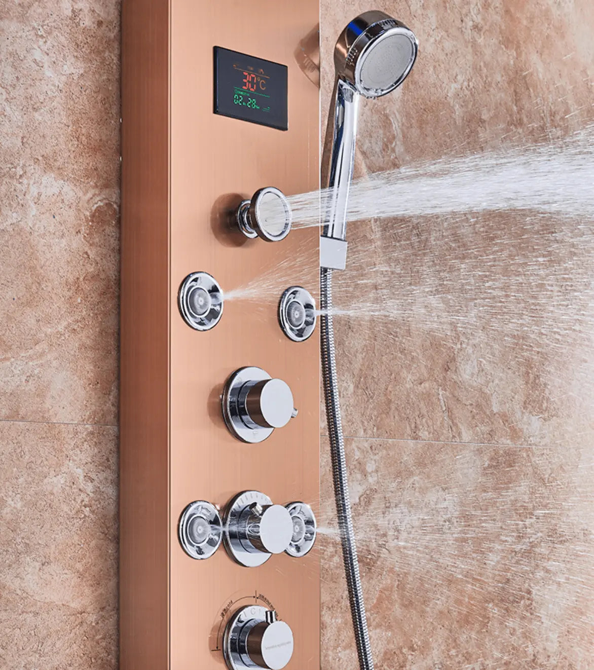 Douchepaneel Opbouwdouche SaniSupreme® Sicilie LCD Koper brushed