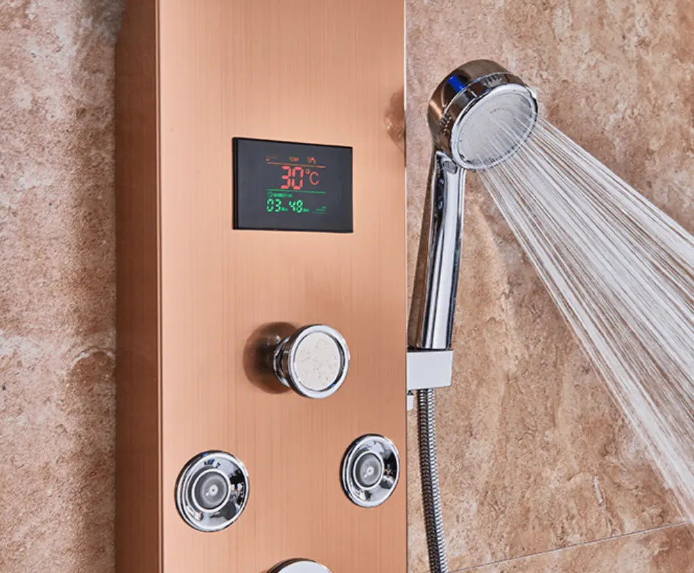 Douchepaneel Opbouwdouche SaniSupreme® Sicilie LCD Koper brushed