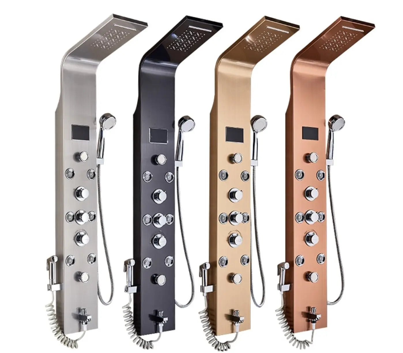 Douchepaneel Opbouwdouche SaniSupreme® Sicilie met hand - en voetendouche LCD Premium zilver brushed