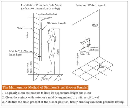 Douchepaneel Opbouwdouche SaniSupreme® Sicilie met hand - en voetendouche LCD Premium zilver brushed
