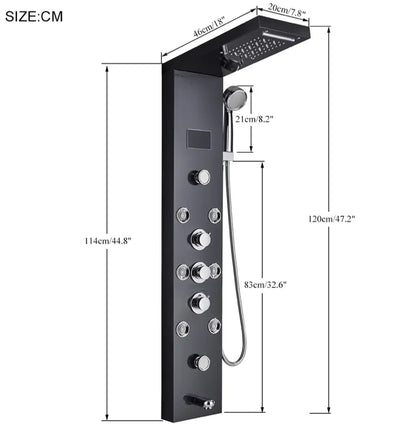 Douchepaneel Opbouwdouche SaniSupreme® Sorrento LCD Premium mat zwart