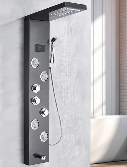 Douchepaneel Opbouwdouche SaniSupreme® Sorrento LCD Premium mat zwart