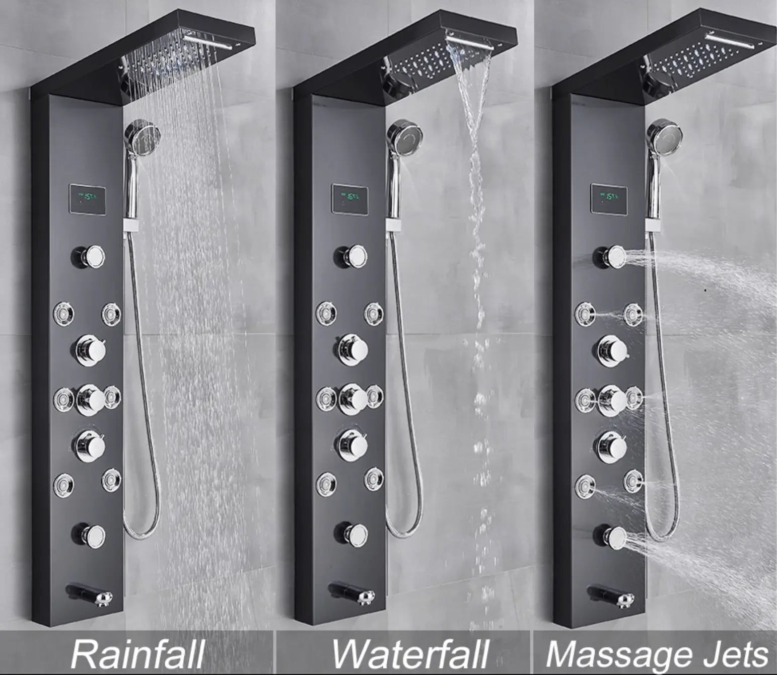 Douchepaneel Opbouwdouche SaniSupreme® Sorrento LCD Premium mat zwart